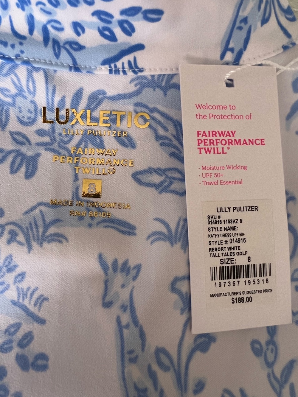 NWT Lilly Pulitzer UPF 50+ Luxletic Kathy Golf Dress "Tall Tales" / Size 8 - Picture 3 of 16